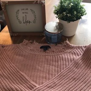 Cropped knit sweater - blush pink